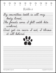 Rhyming Riddles Copywork - Warm Hearts Publishing