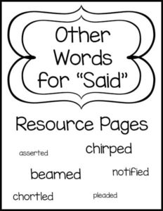 Other Words for "Said" Resource Pages
