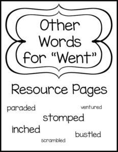 Other Words for "Went" Resource Pages