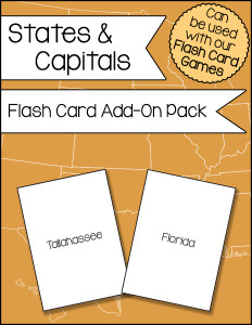 States and Capitals Flash Card Add-On Pack 600h