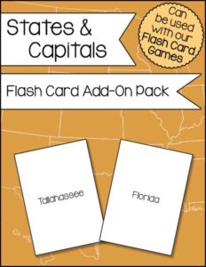 States and Capitals Flash Card Add-On Pack