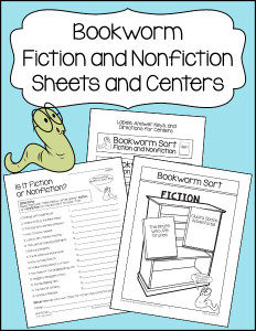 Bookworm Fiction and Nonfiction Sheets and Centers 600h