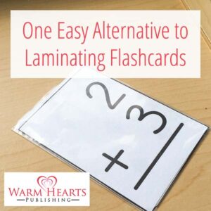 Flashcard on desk. One Easy Alternative to Laminating Flashcards.