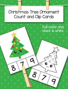 Christmas Tree Ornament Count and Clip Cards