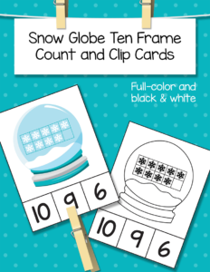 Snow Globe Ten Frame Count and Clip Cards