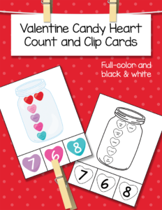Valentine Candy Heart Count and Clip Cards