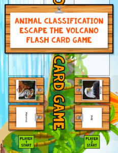 Animal Classification Escape the Volcano Flash Card Game