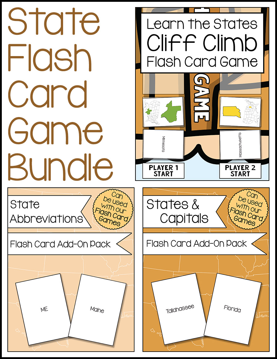 State Flash Card Game Bundle