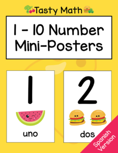 Tasty Math 1 - 10 Number Mini-Posters Spanish Version
