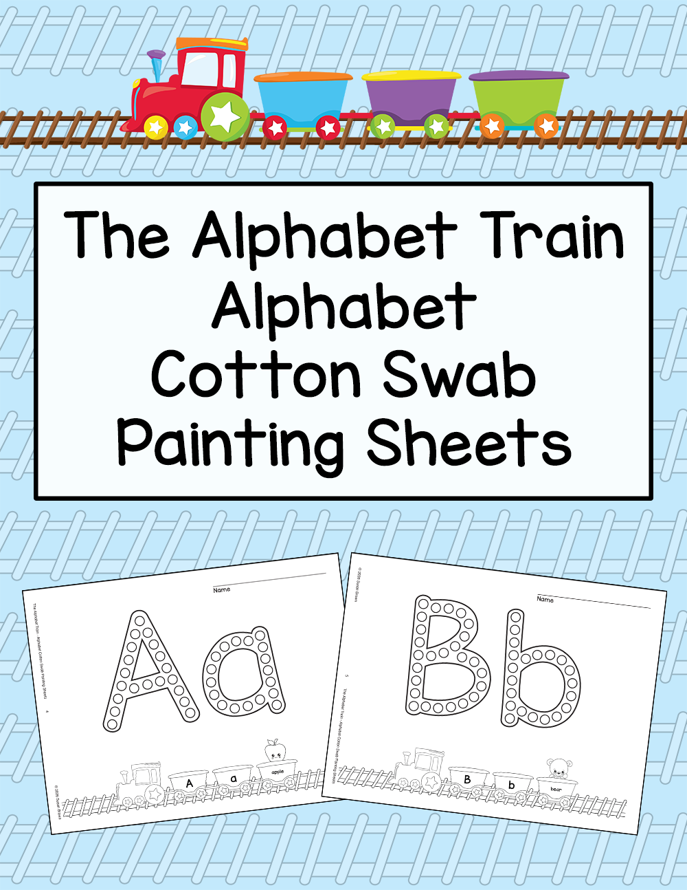 Alphabet Cotton Swab Painting Sheets - The Alphabet Train