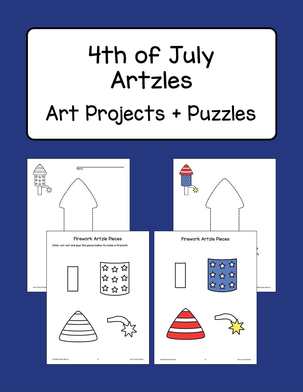 4th of July Artzles - Art Projects + Puzzles